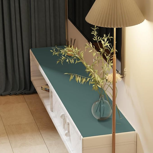 Leather Table Cover,1.8mm Thick,17x72 Inch Desk Cover,Dresser Cover Top,Dresser Protector Top,Dresser Cover,End Table Cover.(Aqua Blue+Gray,17x72)