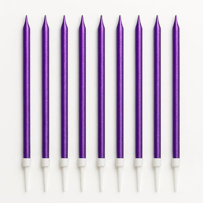by Tugba Aydan - Purple Birthday Candles - 24 Count Long Thin Purple Birthday Candles for Cake, Metallic Cake Candle for Birthday, Party Candles