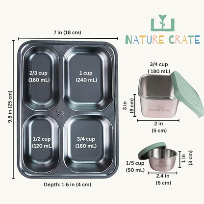 Stainless Steel Lunch Box for Kids 3 and older - 3 Pieces: Stainless Steel Bento Box & 2 Snack Containers for Kids - Dishwasher Safe, Eco-Friendly, BPA Free, Leak Proof