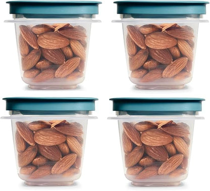 Container 0.5-Cup Flex & Seal Leak Proof Lids Food Storage Set, Teal, Clear Meal Prep Flex Containers, 4 Piece Bundle Set