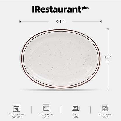 Stoneware Narrow Rim Commercial Grade Dinnerware (Brown Speckle, Platter 9.5" x 7.25")