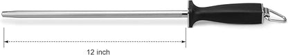 Superior Knife Sharpening Rod, 12 Inch Professional Diamond Brushed Sharpening Steel