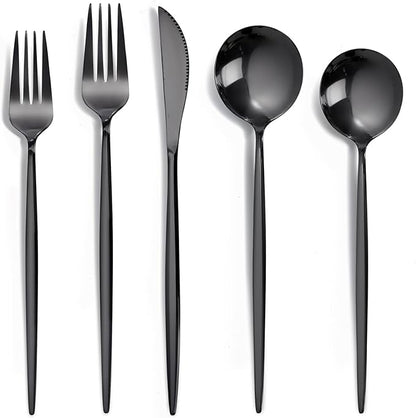 NOCCUR 40-Piece Stainless Steel Black Silverware Set for 8 - Black Utensils Set Include Knives Spoons and Forks for Home/Party/New Year