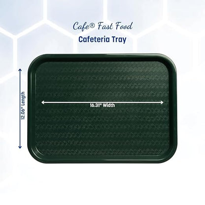 Carlisle FoodService Products CT121608 Cafe Standard Plastic Cafeteria/Fast Food Tray, NSF Certified, BPA Free, 16" Length x 12" Width, Forest Green (Pack of 24)