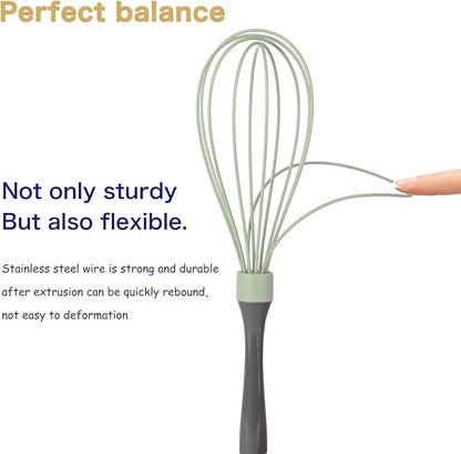 Professional Whisks, Dishwasher Safe, Stainless Steel & Silicone, Heat Resistant, 12-Inch, Green