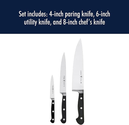 HENCKELS Classic Razor-Sharp 3-Piece Kitchen Knife Set, Chef Knife, Paring Knife, Utility Knife, German Engineered Informed by 100+ Years of Mastery, Stainless Steel