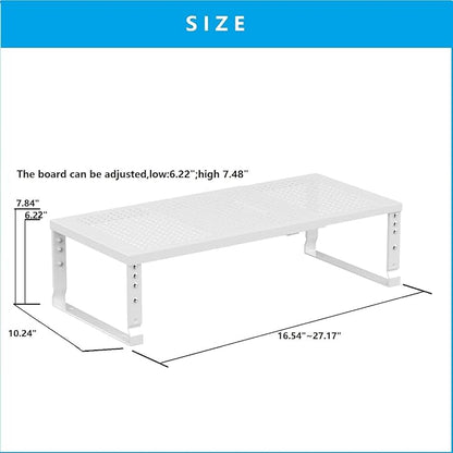 Expandable,Adjustable & Stackable Spice Rack, Cabinet Kitchen Countertop Shelf Organizer,Metal Pantry Storage Shelves - Space-Saving Storage Solution(1Pack/White/Large)