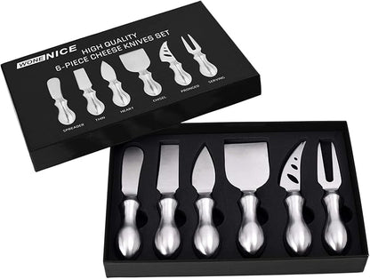 WoneNice Cheese Knife Set, 6-Piece Stainless Steel Knives for Charcuterie, Gift Ready