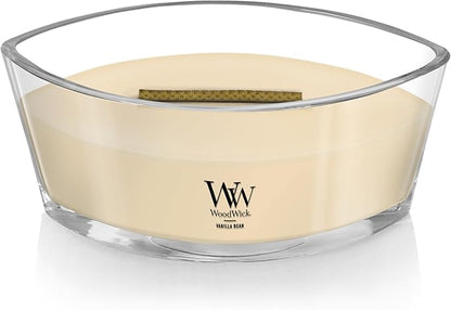 WoodWick Vanilla Bean Holiday Candle Gifts for Women and Men, 16 oz Ellipse Candle with Crackling Wick