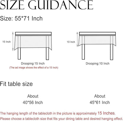 ISAENNE Designer White Linen Small Rectangular Tablecloth,Chinoiserie Floral Elegant Indoor Table Cloth,Fall Stain Proof Decor Tablecloths for Dining Thanksgiving Kitchen,55"*71"-Mosella F