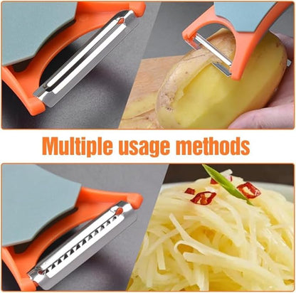 2 In 1 Fruit Peeler,Peeling and shredding Vegetables Potato Vegetable Peeler Carbon Steel Blade,Multi Function Stainless Steel Vegetable Peeler with Straight and Serrated Blades (A+B)