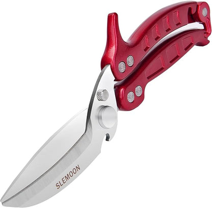 Kitchen Shears Heavy Duty Poultry Shears Meat Cutting Dishwasher Safe and Stainless Food Kitchen Scissors for Chicken Turkey Thanksgiving,Burgundy