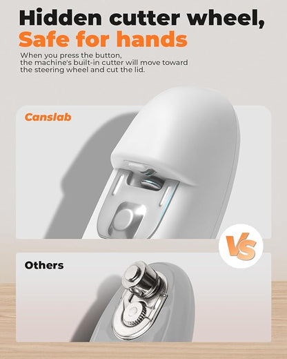 Canslab Ultrablde SE - USB Rechargeable Electric Can Opener for Kitchen for Seniors with Arthritis- Cordless Battery Powered Automatic, Side Cut, Smooth Edge, Handsfree, for Small or Large Cans, White