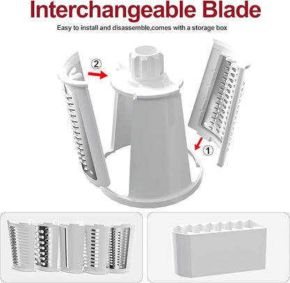 Ourokhome Cheese Grater Hank Crank Cheese Shredder, Mandoline Vegetable Slicer with 5 Interchangeable Blades and Strong Suction Base for Fruit, Vegetables, Nuts Black