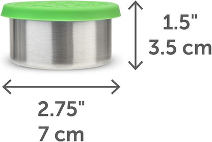 LunchBots 2.5 oz Stainless Steel Dressing Container for Condiments, Dips, Snacks, Dipping Sauce Cups with Silicone Lid, Fits in Lunch Bags and Bento Boxes - Set of 2 (Green)