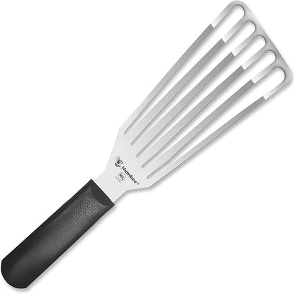 9 Inches Fish Turner, Slotted Fish Spatula Dishwasher Safe NSF (Left Hand), Shovel Black