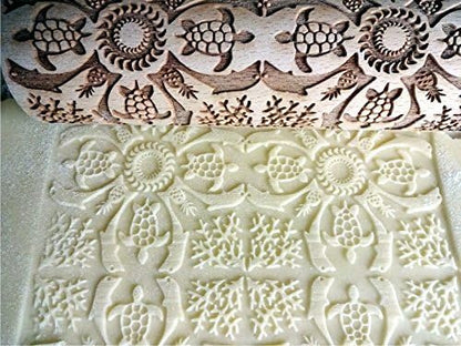 HAWAII Rolling Pin with Pineapple Dolphin Turtle Seaside Beach Sun Hawaii Pattern Design Baking Tool