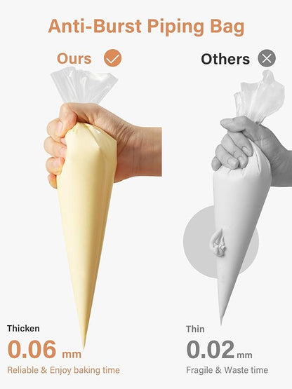 Kootek Piping Bags, Disposable Pastry Bags 16 Inch, 100 Pcs Anti Burst Large Icing Piping Bags for Cookie Frosting Cake Decorating Baking Supplies