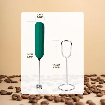 SUPRUS Ultra Fast Handheld Milk Frother Double Whisk with Stand 2 Batteries Stainless Steel for Lattes Cappuccino Matcha Hot Chocolate Coffee Bar Accessories Kitchen Gadgets Gift