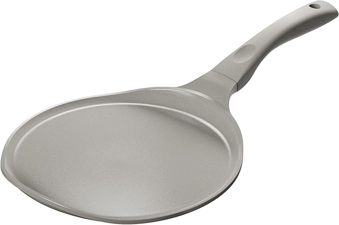 Redchef Crepe Pan Nonstick, 10 Inch Ceramic Flat Skillet Pan for Roti Dosa Tawa Comal Para Tortillas Pancake Pan for stove top, Induction Compatible, PFAS/PFOA/PTFE Free(Gray)