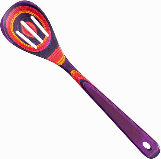 Totally Bamboo Baltique Waikiki Collection 12-1/2" Wooden Slotted Cooking Spoon, Safe for Nonstick