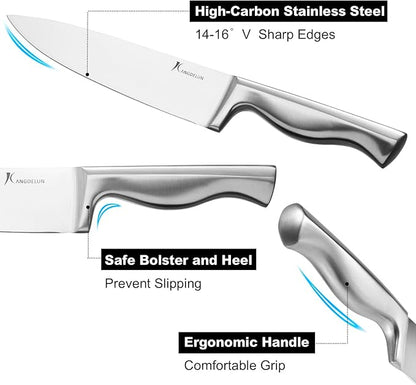 15 PCS Kitchen Knife Set with Non-Slip Handle, Ultra Sharp High Carbon Stainless Steel