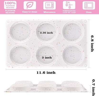 Sakolla 2 Pack Muffin Top Pans, Silicone Egg Molds for Breakfast Sandwiches 3 Inch Round Baking Pan for English Muffins, Egg Bites, Hamburger Bun, Corn Bread, Whoopie Pies, Tarts