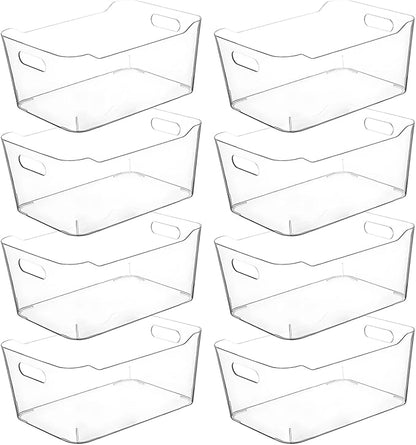 Clear Extra Large Plastic Storage Bins, Pantry Organizers and Storage Containers Fridge Organizer Bins for Organizing Home, Kitchen Organization. Bathroom, Refrigerator, Freezer, Laundry Room