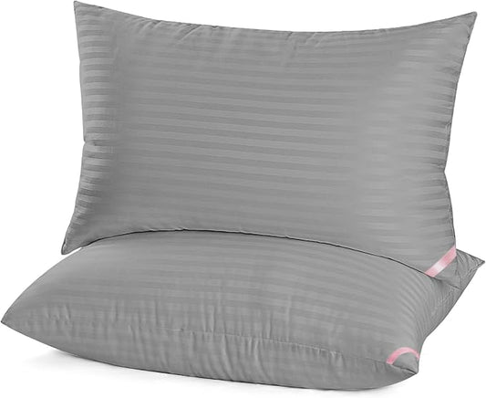 EIUE Bed Pillows for Sleeping 2 Pack Queen Size，Super Soft Down Alternative Microfiber Filled Pillows,Pillows for Side and Back Sleepers,20 x 30 Inches,Dark Gray