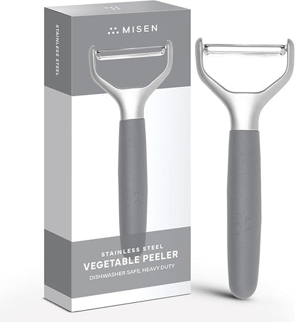 Misen Stainless Steel Vegetable Peeler - Dishwasher Safe Y Peeler - Easy to Use with Potatoes, Cabbage, Carrots, and More - Progessional Grade Kitchen Tool - Gray