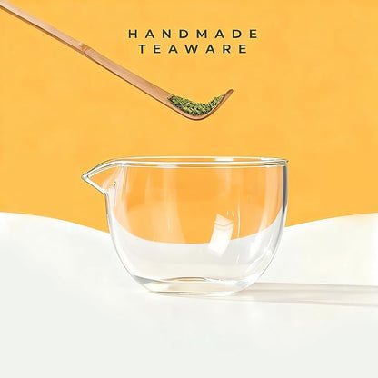 Small Matcha Set 2 Pcs - Matcha Whisk Set includes Milk Frother Wand(uninclude Batteries) and Bowl, The Perfect Matcha set for Green Tea (Glass-1)