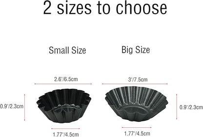 12 Pack Egg Tart Pan, Non-stick Carbon Steel Tartlet Tins, Mini Pie Mould, Muffin Cupcake Pudding Baking Cup Maker - for Pies, Chinese Egg Tart, Cakes (Big Size 3"x 0.9")