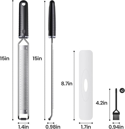 Cheese Grater with Non-Slip Handle, Lemon Zester, Extra Coarse Grater, 15in x 1.4in