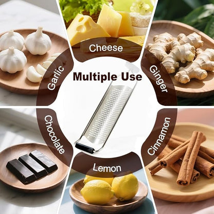 Upgraded Lemon Zester & Cheese Grater,Food Grade Stainless Steel None-Slip Handle Grater for Chocolate, Ginger and Garlic,Durable and Easy-To-Clean（Dishwasher Safe）