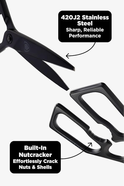 Dalstrong Japanese Stainless Steel Ambidextrous Kitchen Scissors - All Purpose - Heavy Duty - Detachable - Sharp Blade - Herbs, Pizza, Meat Cutting