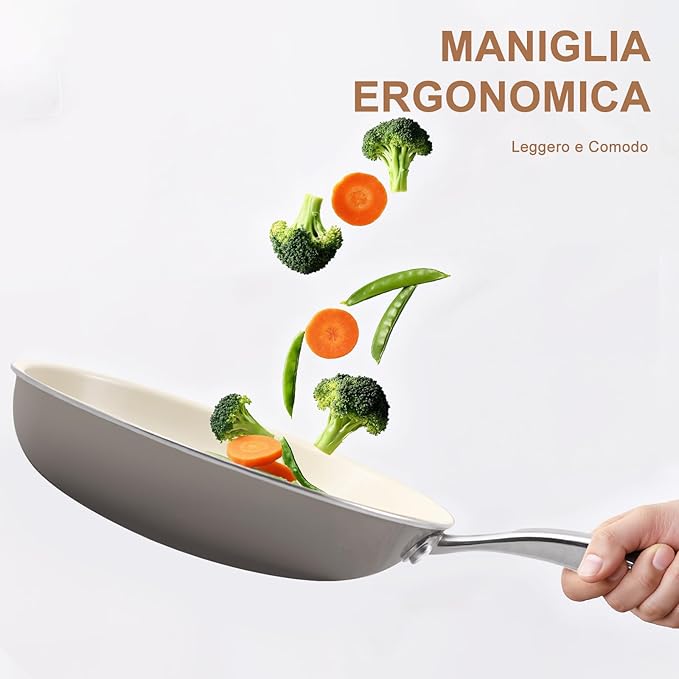 10.25 Inch Ceramic Nonstick Frying Pan Skillet - PFAS-Free, Non-Toxic, Oven Safe & Induction Ready, Aluminum Cookware with Stainless Steel Handle