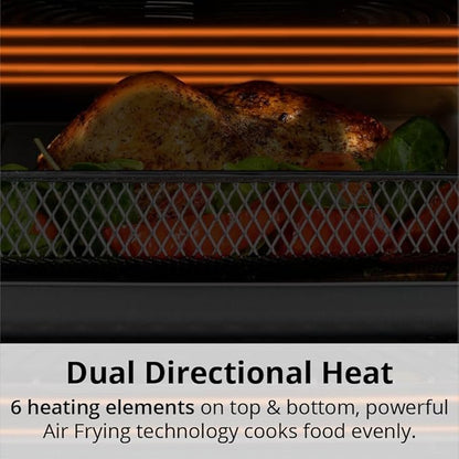 Aria 30 Qt Air Fryer Oven, Stainless Steel Air Fryer with Basket, Grill Racks, Crumb & Drip Tray, Easy Clean Large Countertop Convection Oven, XL Touchscreen Display & Cooking Presets, Black