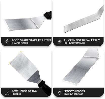 Metal Spatulas for kitchen Use, Professional Serving Spatula with Heat Resistant Handle, 9.8 Inch Stainless Steel Spatula Ideal for Pancakes, Eggs, Griddle Scraper, BBQ or Desserts