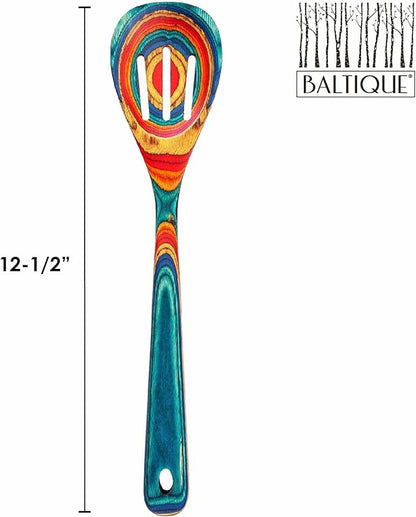 Totally Bamboo Baltique Montego Bay Collection 12-1/2" Wooden Slotted Cooking Spoon, Safe for Nonstick