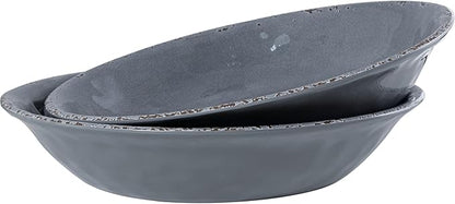 Farmhouse Large Melamine Serving Bowls,Set of 2, 130 OZ BPA Free 100% Melamine 13.75"x2.75" Salad and Pasta Serving Bowls, Bowls for Serving Food, Fruits And Pasta. Lightweight, Grey