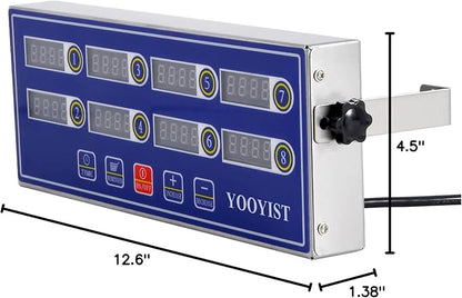 Professional Commercial 8 Channel Multiple Kitchen Timers Digital Calculagraph Programmable Loud for Restaurant Food Fryer Baking Cooking Stainless Steel Heavy Duty