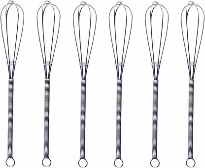 6 Pcs Small Wire Whisks 7 Inches Mini Stainless Steel Whisks for Cooking Kitchen
