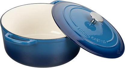 Enameled Cast Iron Dutch Oven Pot With Lid for Cooking, Bread Baking, Bread Oven, 5.5 Quart, Lake Blue