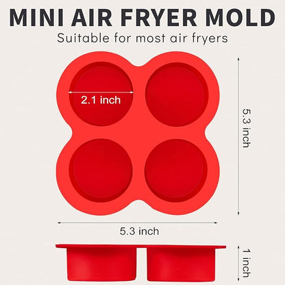 2 Pack Air Fryer Egg Bite Molds, 4-Cup Mini Round Muffin Pans Silicone Baking Molds for for Oven, Air Fryer and Pot