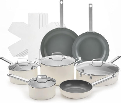 ChefRobot Nonstick Ceramic Cookware Set Healthy Pots And Pans Set Induction Kitchen Cookware sets Non Toxic Pots And Pan Set,PFOA ＆ PTFE Free (18 pcs)