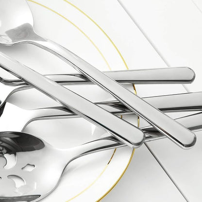 Serving Spoon x 2,Slotted Serving Spoon x 2,Serving Forks x 2,RTT 9 Inch Stainless Steel Catering Serving Utensils for Party Buffet Dinner Banquet Cooking Kitchen Basics,Mirror Finish Flatware