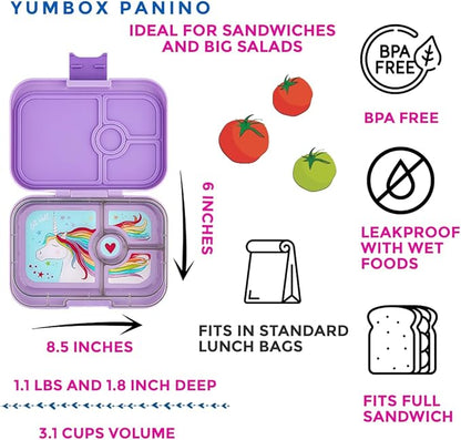 Yumbox Panino Leakproof Bento Lunch Box Container for Kids & Adults (Lavande Purple Unicorn)