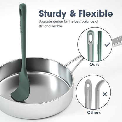 4 Pieces Silicone Spatula Set, Food Grade Rubber Spatula, Upgrade Strong Handle with Ergonomic Grip, Heat Resistant for Nonstick Cookware, Cooking