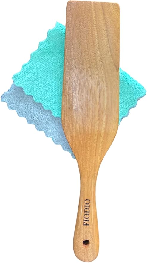 Teak Wooden Spatula, Spoons & Spurtle for Cooking – Handcrafted, Natural Non-Stick Kitchen Utensils with Comfort Grip & Microfiber Cloth