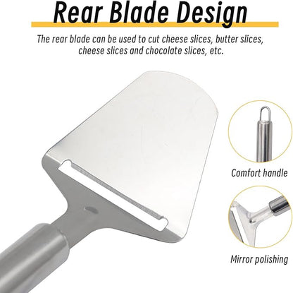 2Pcs Cheese Slicer Handheld, Small Stainless Steel Silver Cheese Peeler Planer Cutter Tools for Block Butter Squares for Kitchen Cooking